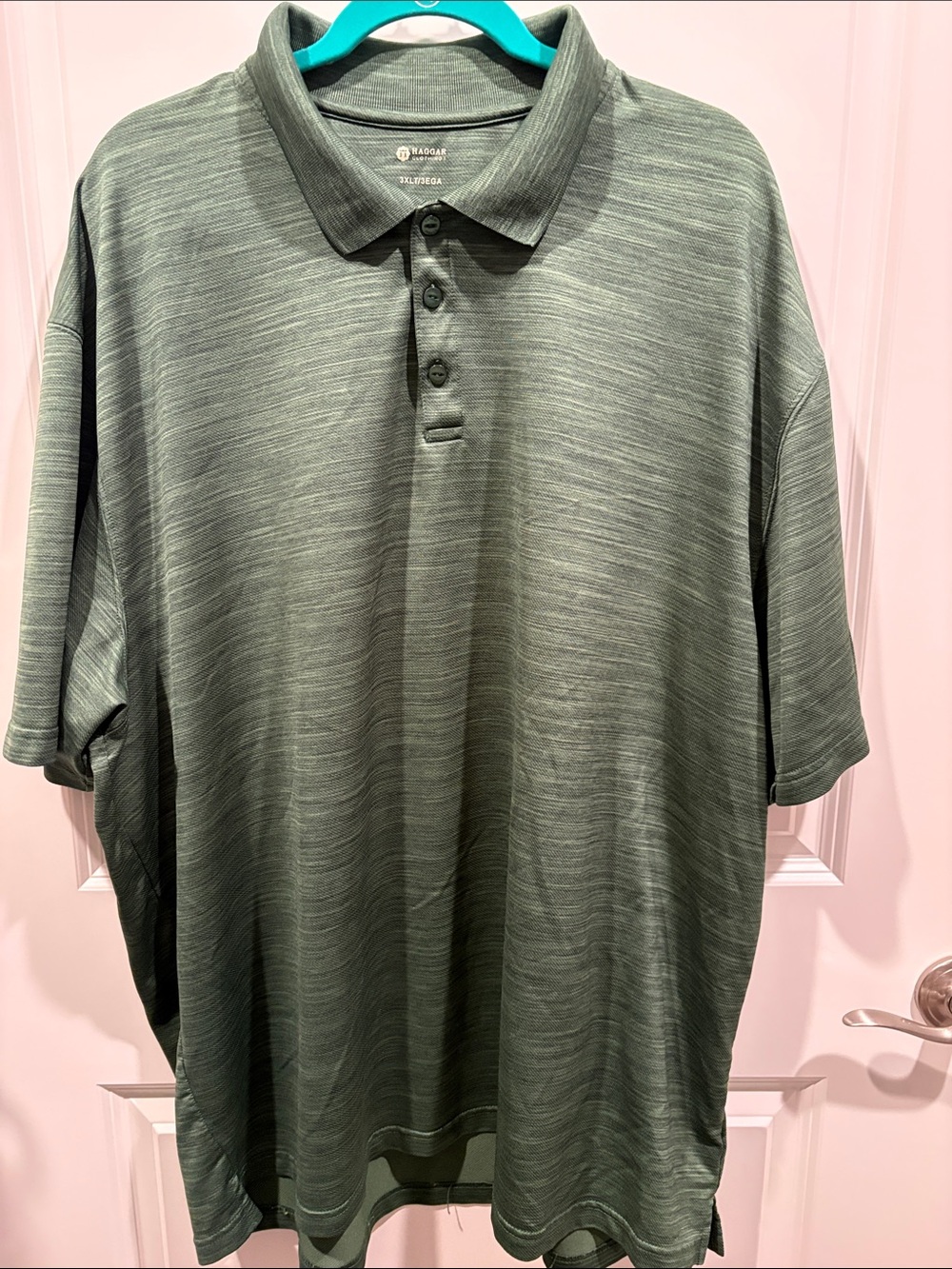 Haggar Men's Heather Olive Green Polo Shirt